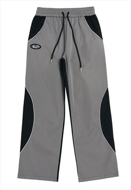 Dual color joggers utility pants contrast trousers in grey