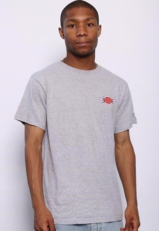 VINTAGE CHAMPION LACROSSE PRINT LOGO T-SHIRT GREY