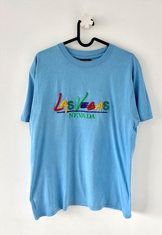 Vintage Las Vegas embroidered blue T-shirt medium 