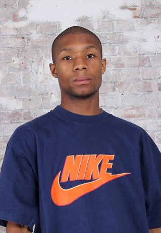 VINTAGE NIKE LOGO T-SHIRT BLUE ORANGE