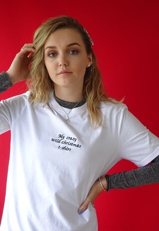 UNISEX ORGANIC T-SHIRT IN WHITE XMAS SLOGAN