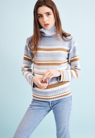 90'S RETRO STRIPED KNITTED TEEN JUMPER TOP