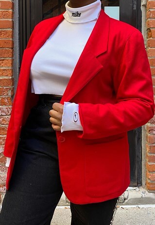 VINTAGE OVERSIZED RED WOOL BLAZER