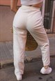 WHITE REAL LEATHER HIGH RISE EXTRA LONG LEG TROUSERS