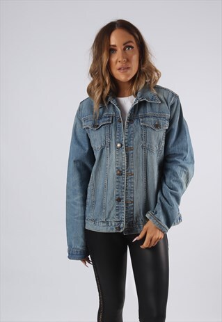 VINTAGE DENIM JACKET OVERSIZED FITTED UK 14 LARGE (JQDL)