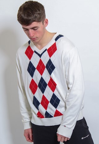 VINTAGE TOMMY HILFIGER SWEATSHIRT IN WHITE XL
