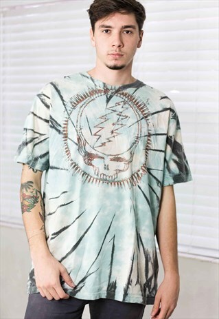 VINTAGE GRATEFUL DEAD TIE DYE T-SHIRT LOGO 90S XXL 6.5