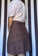 VINTAGE 70S MINI BOHEMIAN DRESS, WHITE BROWN, UK8 SMALL