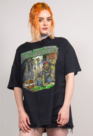 HARLEY-DAVIDSON VINTAGE 90'S BLACK ZOMBIE PRINT T-SHIRT