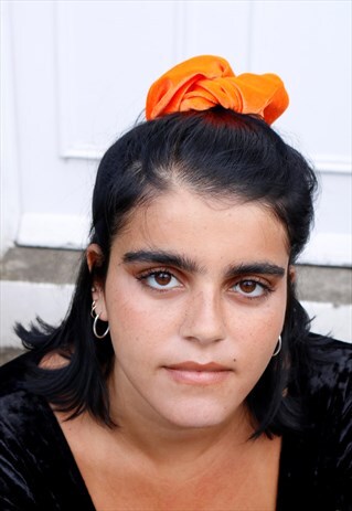 FLUORESCENT ORANGE VELVET SCRUNCHIE