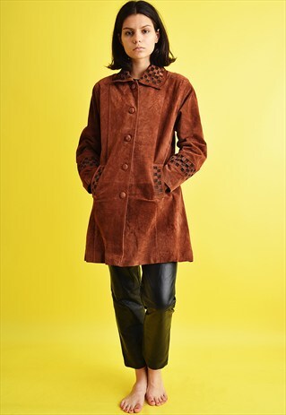 70'S RETRO GENUINE SUEDE LEATHER FLARE SHIMMER JACKET COAT
