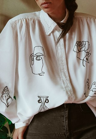 HAND EMBROIDERED WHITE SHIRT