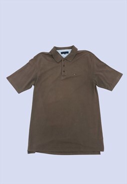 Brown Short Sleeved Casual Cotton Polo Shirt 