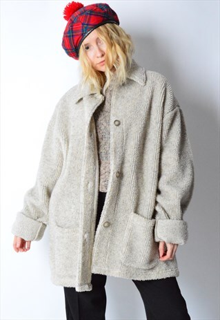 VINTAGE 90S BEIGE TEDDY BEAR COAT