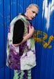 TIE-DYE FLEECE GILET HANDMADE SLEEVELESS HOOD JACKET PURPLE