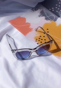 Transparent Blue Dish Cat Eye Sunglasses