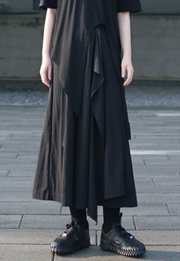 Black ASYMMETRICAL A line Skirt pants trousers