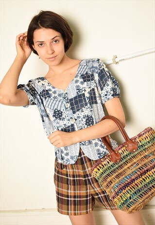 90'S RETRO FLORAL PARIS CHIC FESTIVAL BLOUSE TOP