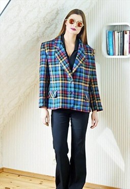Colorful checked wool jacket