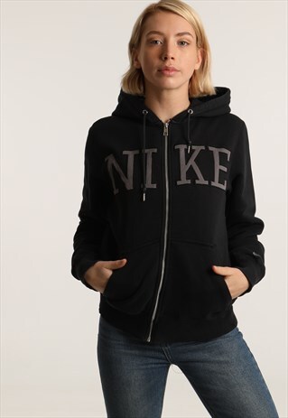 VINTAGE NIKE EMBROIDERED SPELLOUT ZIPPED HOODIE
