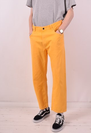 TRUSSARDI MENS VINTAGE TROUSERS W34 L28 YELLOW 90S