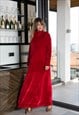 RED VELVET DRESS, CHRISTMAS DRESS, LONG VELVET DRESS