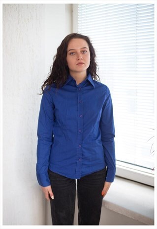 VINTAGE 80'S MINIMALIST SHIRT IN BLUE