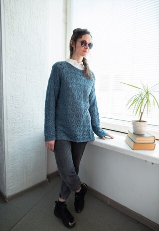VINTAGE 80'S GREY KNITTED JUMPER