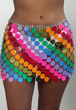 Festival Rainbow Sequin Chain Skirt