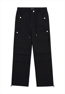 Parachute joggers cargo pocket pants skater trousers black