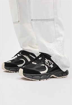 Chunky sneakers tractor sole trainers grunge shoes in black