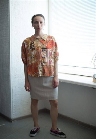 VINTAGE 80'S MULTI COLOUR PATTERNED SHORT SLEEVED SHIRT