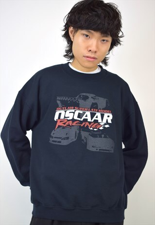 VINTAGE 90S NAVY "OSCAAR RACING" SWEATSHIRT