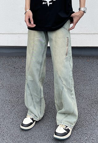 BLUE WASHED DENIM JEANS PANTS TROUSERS