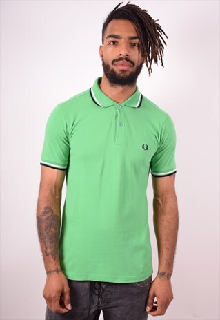 FRED PERRY MENS VINTAGE POLO SHIRT MEDIUM GREEN 90S