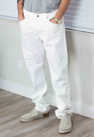 VINTAGE RALPH LAUREN WHITE JEANS LOGO 90S 36W 34L 27.3