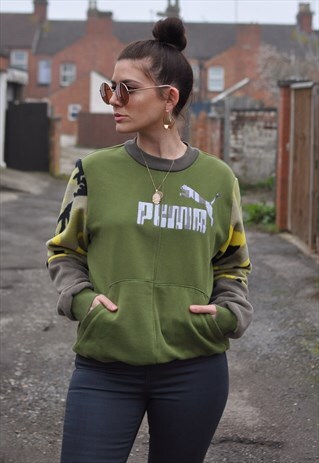 VINTAGE 90'S PUMA REWORK TRACK JACKET CREW NECK SWEATER
