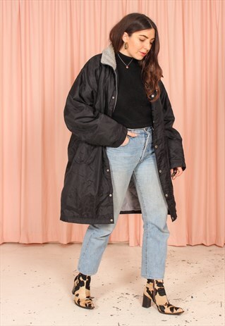 VINTAGE 90S NEW BALANCE LONG PADDED JACKET IN BLACK