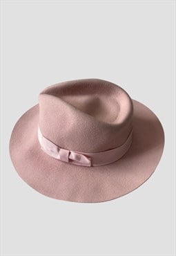 Vintage Style Pink Wool Felt Fedora Hat
