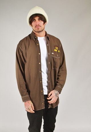 VINTAGE LEE NATIONAL CHAMPIONS DENIM SHIRT BROWN