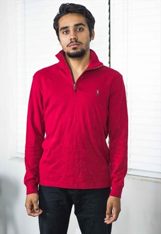 NEW VINTAGE POLO RALPH LAUREN 1/4 ZIP JUMPER LOGO 90S S 12