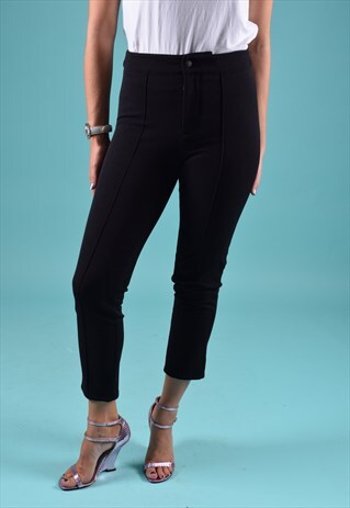 Y2K MONCLER BLACK CROPPED SKINNY RIDING PANTS