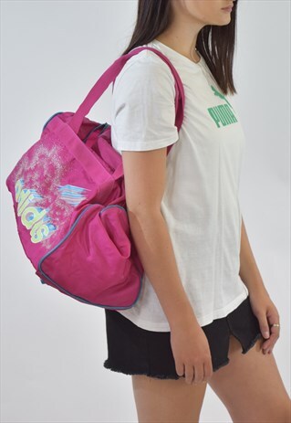 VINTAGE 90S PINK RETRO ADIDAS DUFFLE SHOULDER HOLDALL BAG