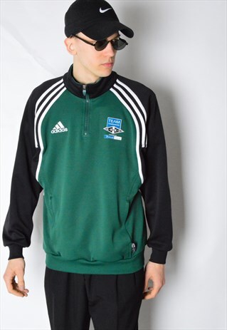 GREEN ADIDAS 1/3 ZIPPER TRACK JACKET