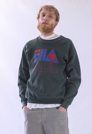 VINTAGE MENS FILA BIG LOGO SWEATSHIRT CREW NECK