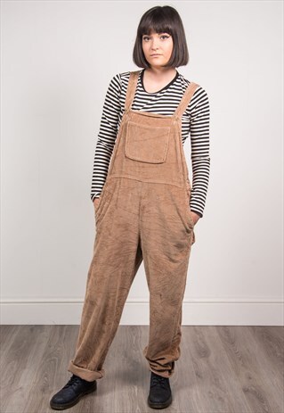 VINTAGE 90'S BROWN CORD DUNGAREES