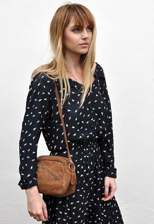 VINTAGE 1970S BROWN SUEDE SHOULDER BAG