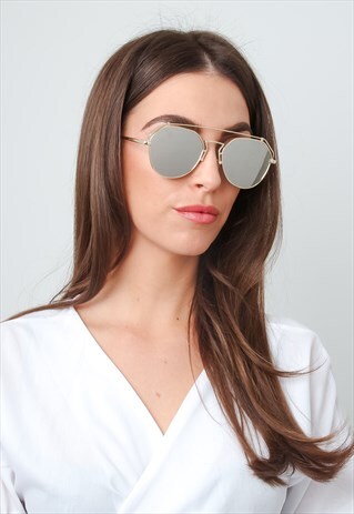 MIRRORED BAR SUNGLASSES - SILVER