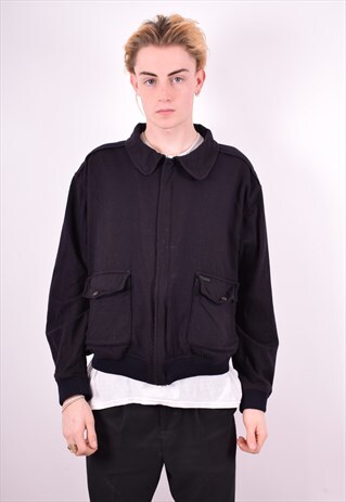 PAUL & SHARK MENS VINTAGE JACKET LARGE BLACK 90'S