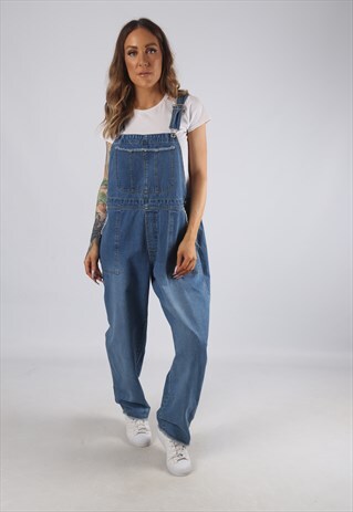 VINTAGE DENIM DUNGAREES WIDE TAPERED LEG UK 16 XL (RBI)